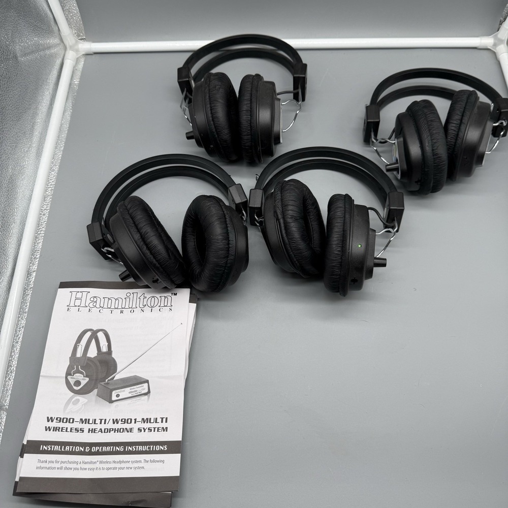 Hamilton Electronics W901-MULTI Wireless Headphones Lot of 4 Black w/ Manual